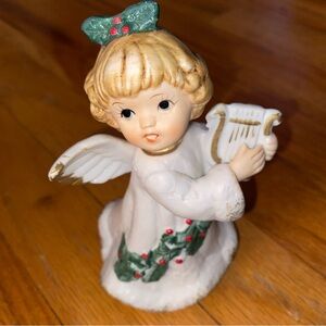 Vintage Homco Christmas Harp‎ Angel Figurine